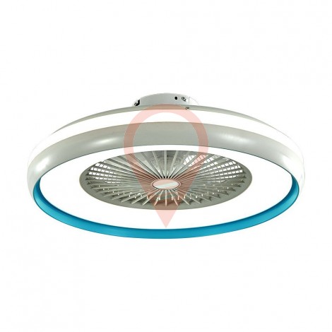45W LED Box Fan With Ceiling Light RF Control 3in1 Motor Blue Ring