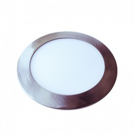 24W LED Slim Panel Light Satin Nickel Round Natural White