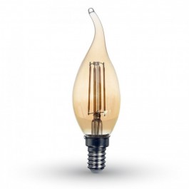 Ampoule LED - 4W Filament E14 Bougie Flamme  Ambre Couverture Blanc chaud