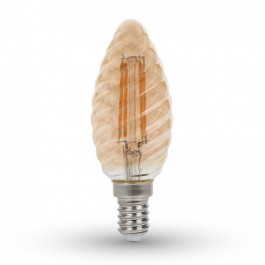 Ampoule LED - 4W Filament E14 Bougie  Ambre Couverture Spirale Blanc chaud