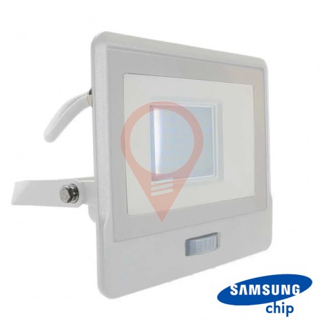 30W LED PIR Sensor Floodlight SAMSUNG Chip White Body 6400K 1M Cable
